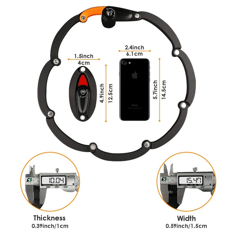WOTOW Folding Bike Lock, Heavy Duty Steel Foldable Bike Chain Lock with Mounting Bracket, 35â€ Unfolding Anti Theft Bicycle Lock with 3 Key for Mountain Road City Bikes Scooter Motorcycle - Image 3
